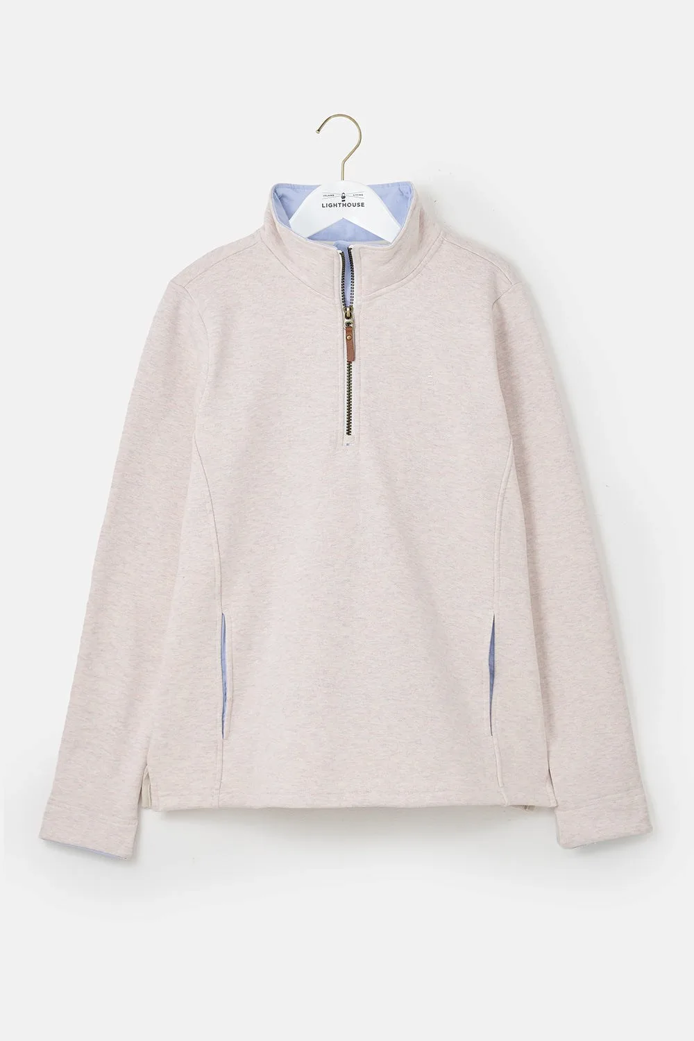 Shore Womens Half Zip Sweatshirt - - Size: 12 - Lighthouse - FashionsVida