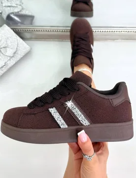 Crystal Stripe Trainers Limited Edition - Brown - Size: 6 - Love Lemonade - FashionsVida