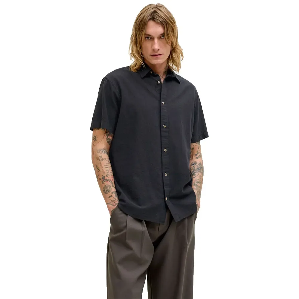 Camicia A Maniche Corte Summer Linen Black M - Jack & jones - FashionsVida