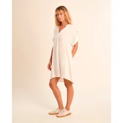 Vestido corto de manga corta detalle hebillas