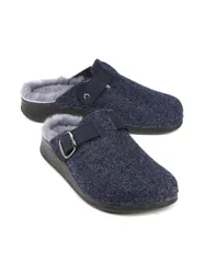 Lammfell-Pantolette Wollfilz - Marine - male - Size: 44