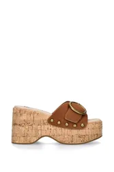 Women's 'Pedestal Brown Suede' Suede Sandals Size: 8 - Brown - Size: 8
