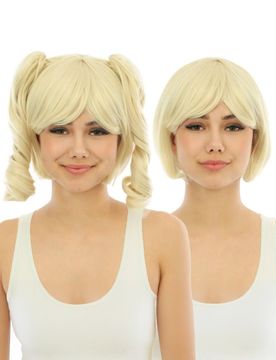 Manga Perücke mit abnehmbaren Zöpfen für Erwachsene blond