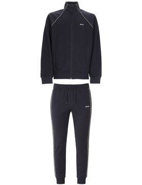 Cotton-blend Tracksuit Set with Contrast Piping