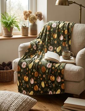 Coperta con motivo autunnale - verde-marrone
