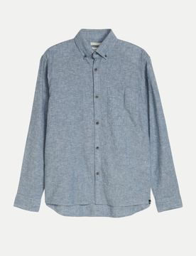 Leinenhemd mit Langarm Blau M