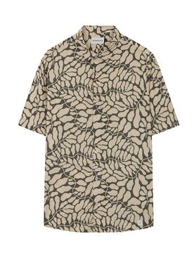 Leaf print viscose shirt male