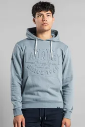Cotton Mens Blend Embossed Drawstring Hoody