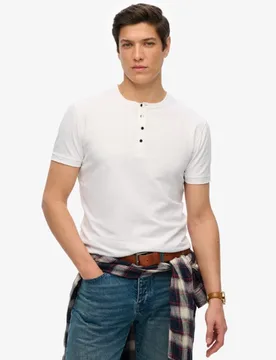 Superdry Herren Baumwolle Kurzärmeliges Grandad-Oberteil aus Jersey, Weiß - Größe: XXL - 39.99 - FashionsVida