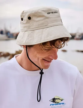 Ezra Mens Bucket Hat - Beige - Beige - Size: ONE - Animal - FashionsVida