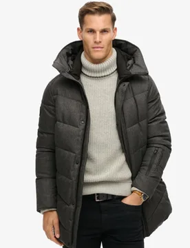 Superdry Herren Wattierter City Mantel mit Chevron-design Dunkelgrau - Größe: XL - 229.99 - FashionsVida