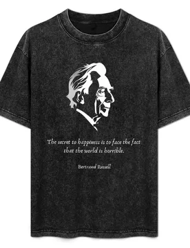 Bertrand Russell - the world is horrible T-Shirt Basic Crew Neck Short Sleeve Top - Aliexpress - FashionsVida