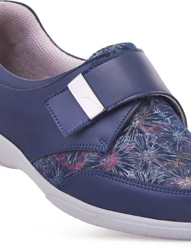 Davina Women's Extra Wide Shoes for Swollen Feet - Navy Floral - Size: 8½ XXW - Cosyfeet - FashionsVida