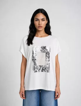 OVERSIZE T-SHIRT FOIL PRINT female - XS - FashionsVida