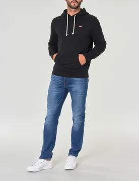 Felpa nera con cappuccio e tasca a marsupio con logo batwing piccolo - Levis - FashionsVida