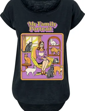 T-Shirt - My family portrait - S - für Damen - Größe S - schwarz - Frauen - female - Steven Rhodes - FashionsVida