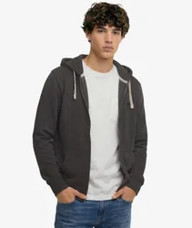 Superdry Herren Monogram Hoodie mit Stickerei und Reißverschluss Dark Grey - Größe: M