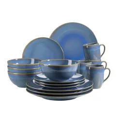 Geschirr-Set, Keramik Ossia blau