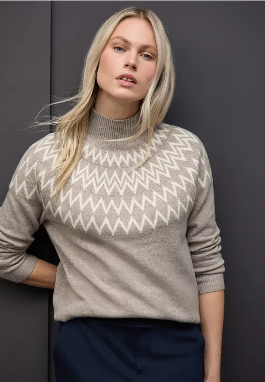 Pullover im Norweger-Look female Beige - Street One - FashionsVida