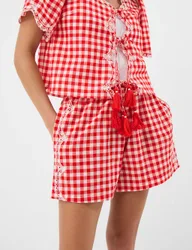 Pure Cotton Printed Shorts Red Mix female
