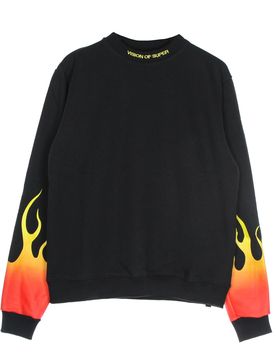 Felpa Leggera Girocollo Uomo Red Shaded Flames Crewneck Black/red