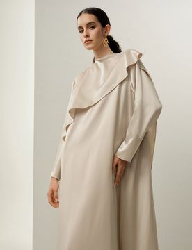 Robe Longue Chic en Soie Stretch Élégante Asymétrique Robe Maxi XS