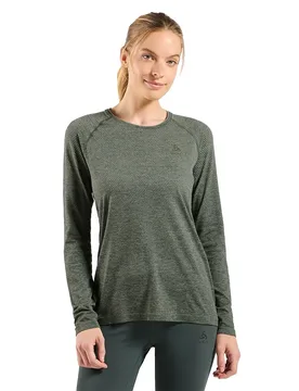 Maglietta A Maniche Lunghe Crew Essential Seamless Shadow Melange XS - Odlo - FashionsVida