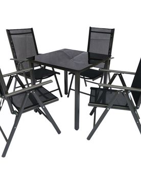 Tlg. Sitzgruppe: 140 x 80 cm Tisch + 4 Stühle