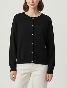 Cardigan con bottoni decorativi - nero