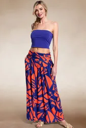 Boho Maxi Skirt - Dark Blue - Size: 22