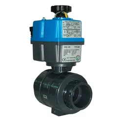 Vanne à Bille Industrielle En Pvc-u 31422 Ø25 Ptfe-epdm à Commande électrique Ac/dc 80-240v