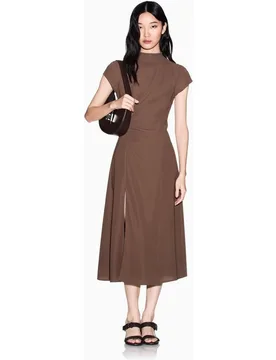 Vestido midi ajustado con cuello coreano - Armani Exchange - FashionsVida