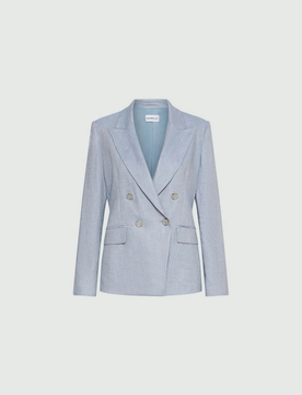 Giacca misto lino donna azzurro