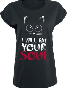 T-Shirt - I Will Eat Your Soul - S bis 4XL - für Damen - Größe 4XL - schwarz - Frauen - female - Tierisch - FashionsVida