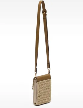 Bolso para móvil convertible a bandolera efecto rafia con cierre de cremallera en liso - Parfois - FashionsVida
