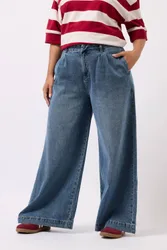 Washed Wide Leg Jeans - Blue - Size: 14