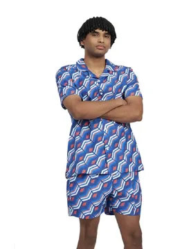 Camicia A Maniche Corte Printed Regal Blue Multi XL - Umbro - FashionsVida