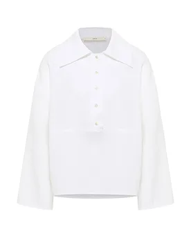 Blusa de lino corte oversized blanco 34 - LANIUS - FashionsVida