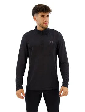 Stride Seamless Half Zip Long Sleeve T-shirt Castlerock / Reflective L Men - Under armour - FashionsVida