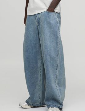 Herren Basic Parachute-Schnitt Jeans Hosen Stonewash Größe 36