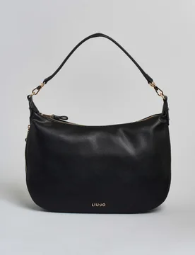 Borsa hobo Liu Jo Accessories nera in similpelle con logo applicato e chiusura zip - Liujo - FashionsVida
