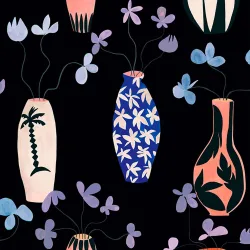 Papel pintado floral jarrón
