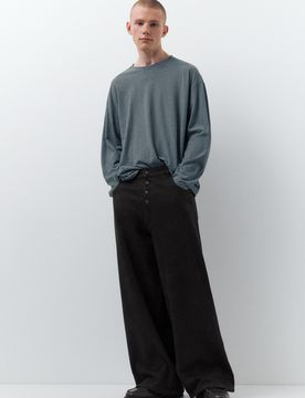 Jeans Baggy Con Stampa Laser