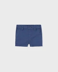 Bermuda blu indaco in gabardina di cotone stretch con elastico inserito in vita 6-18 mesi