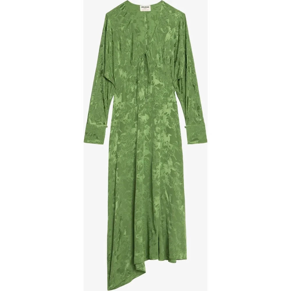 Zadig & Voltaire - Vestido midi 100% seda asimétrico con mangas largas - Zadig & Voltaire - FashionsVida