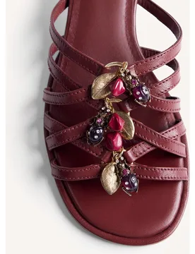 Sandalias de tacón de mujer tipo mules de piel con tiras y detalle de joyas - Gioseppo - FashionsVida