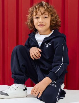 Top da jogging con zip e cappuccio - blu scuro