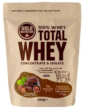 Proteine Del Siero Del Latte Total Cioccolato E Nocciola 260g Beige - Gold Nutrition - FashionsVida