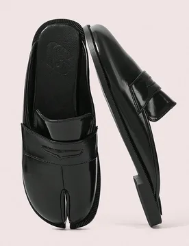 Zapatos de mujer de punta redonda negros, estilo Mary Jane con punta dividida Tabi, de tacón bajo, estilo campus - Shein - FashionsVida