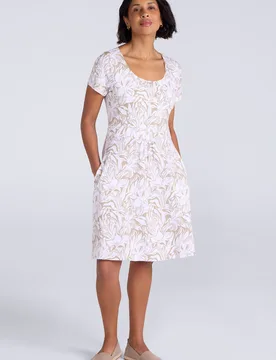 Orchid Patterned Womens UV Dress - Beige - Beige - Size: 20 - Mountain Warehouse - FashionsVida